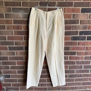 Vintage 90s butter yellow linen blend pants size 14